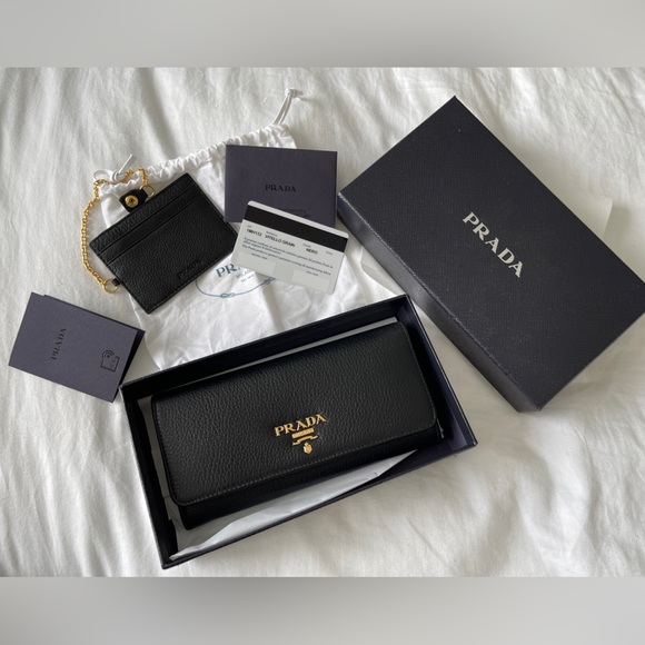 Prada Handbags - NWT Prada Black Leather Large Wallet with Box